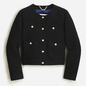 NWT J. Crew Cropped Lady Jacket Italian Wool-blend Bouclé Sz 4 Black Rare $328